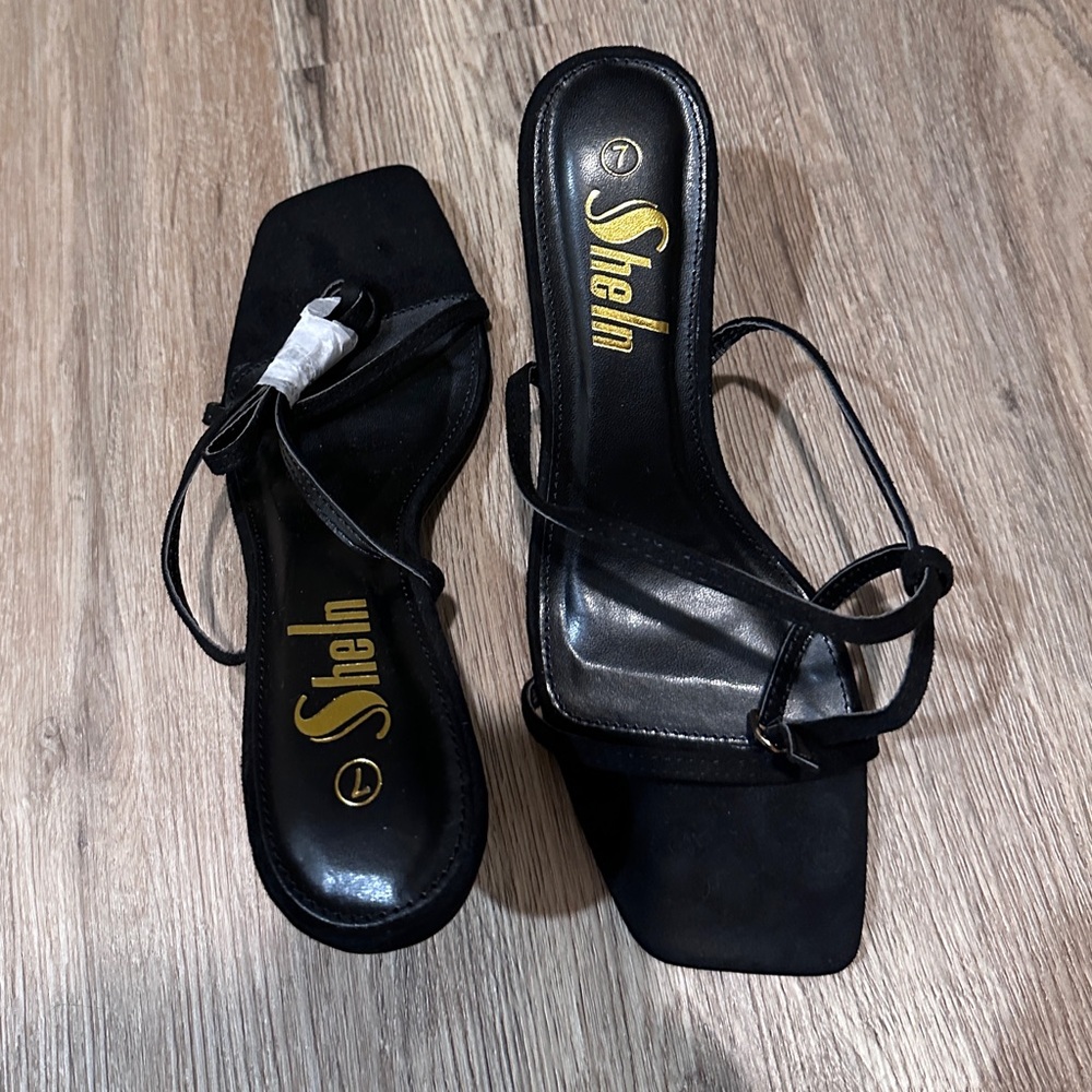 SHEIN Elegant Black Strappy Heels